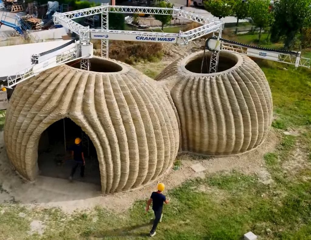 "WASP (Italy’s pioneering specialists in 3D printing) has completed the printing phase of the TECLA supporting structure, the first and unique fully 3D printed construction based on natural materials and made with multiple 3D printers operating at the same time. The innovative habitat model engineered by WASP and designed by MC A - Mario Cucinella Architects took form, a new circular model of housing entirely created with reusable and recyclable materials, sourced from local soil, carbon-neutral and adaptable to any climate and context." (A cropped frame of the video)Video Autor: Alfredo Milano 